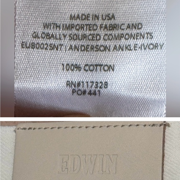 🎉HP🎉Anthropology Edwin Anderson Ankle Ivory Straight Cropped High Rise Size 28 - Picture 4 of 4